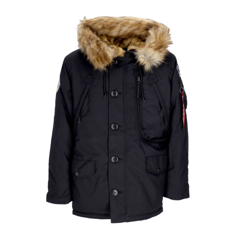 Lange Herren-Polarjacke Schwarz