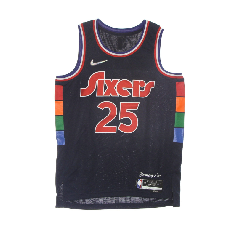 Herren-Basketball-Tanktop Nba Dri-fit Swingman Jersey City Edition Nr. 25 Ben Simmons Phi76b College Navy