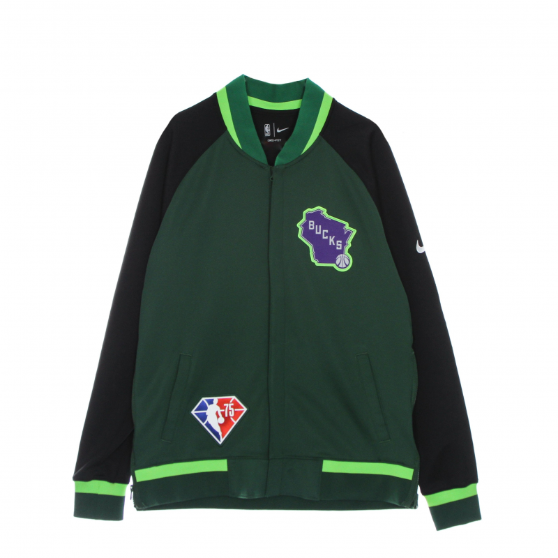 Herren College Lightweight Sweatshirt Nba Dri Fit Showtime L/s Jacke Milbuc Fir/schwarz/weiB