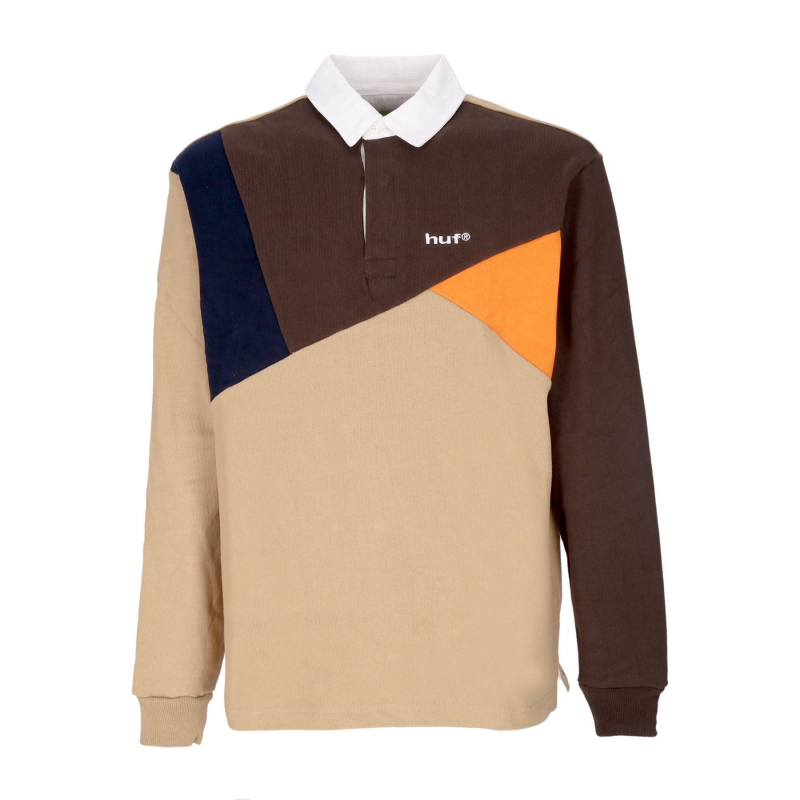 Herren-Langarm-Poloshirt aus gemischtem L/S-Strick-Polo in Khaki