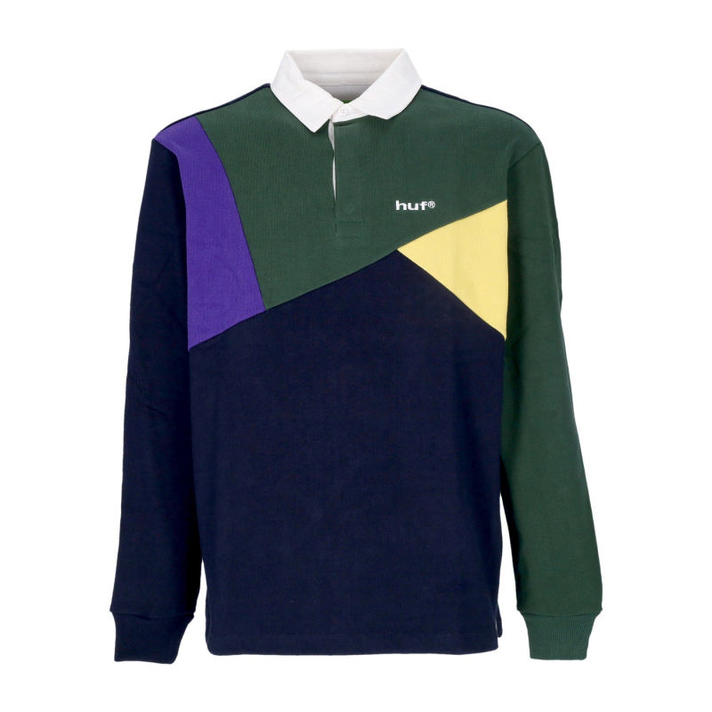 Mixed Up Herren-Langarm-Poloshirt aus Strick, Marineblau