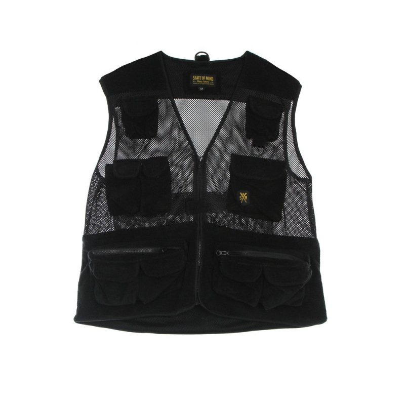 Retrofuture Herren-Jacke, armellos, Handtuch, Schwarz