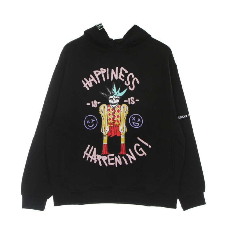 Leichtes Herren-Sweatshirt mit Kapuze, Puppen-Print, Oversize-Kapuzenpullover, Schwarz