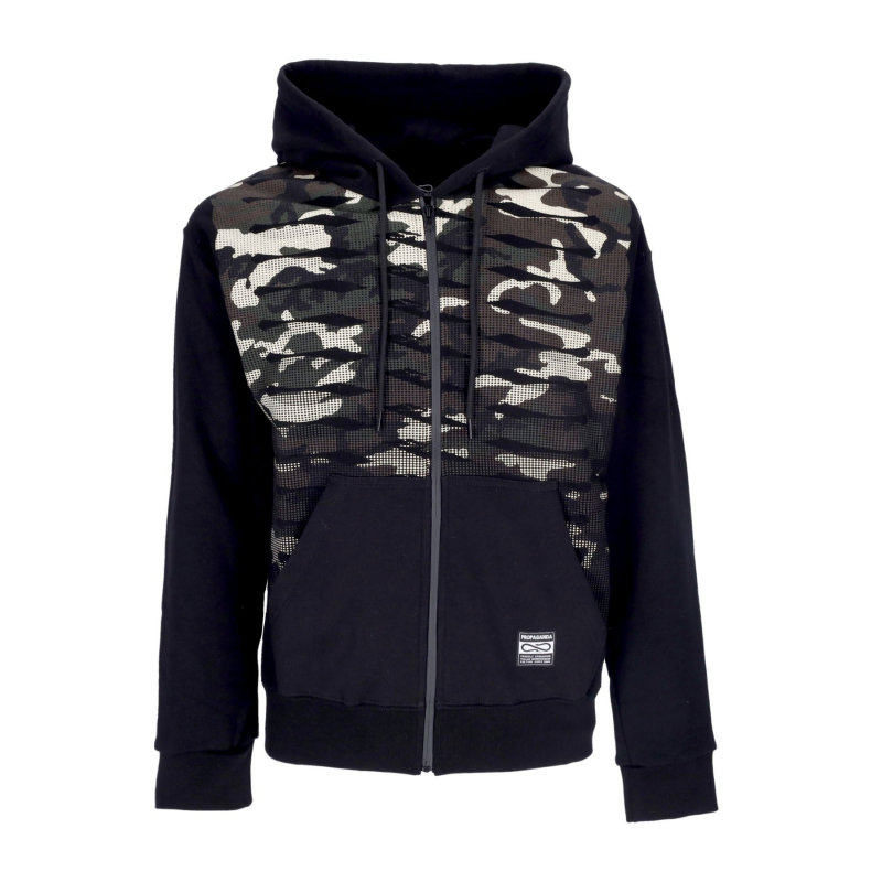 Herren Ribs Zip Hoodie Schwarz