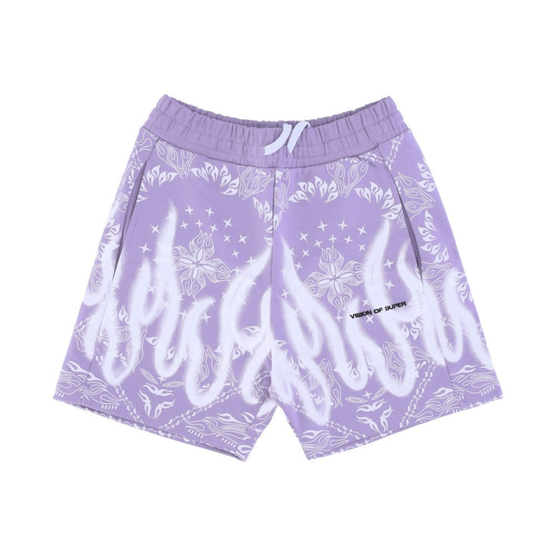 Kurze Trainingshose Herren Shorts mit Bandana-Print Lila