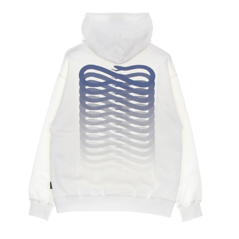 Leichtes Herren-Sweatshirt mit Kapuze, Rippen, blauer Kapuzenpullover, Natur/Blau