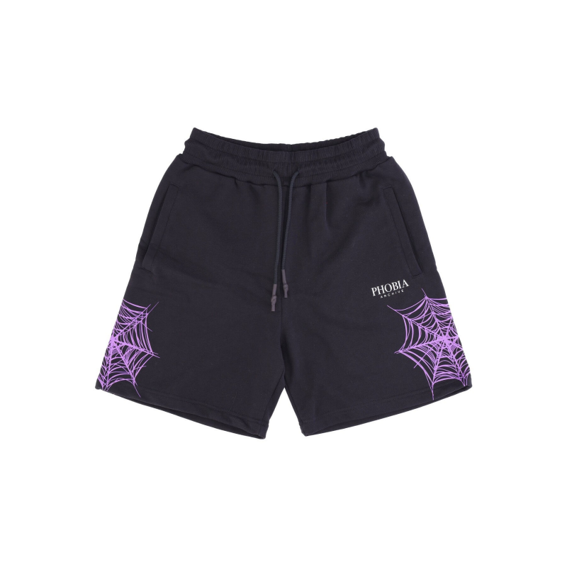 Herren-Trainingsshorts mit Spinnennetz-Print, Schwarz/Lila