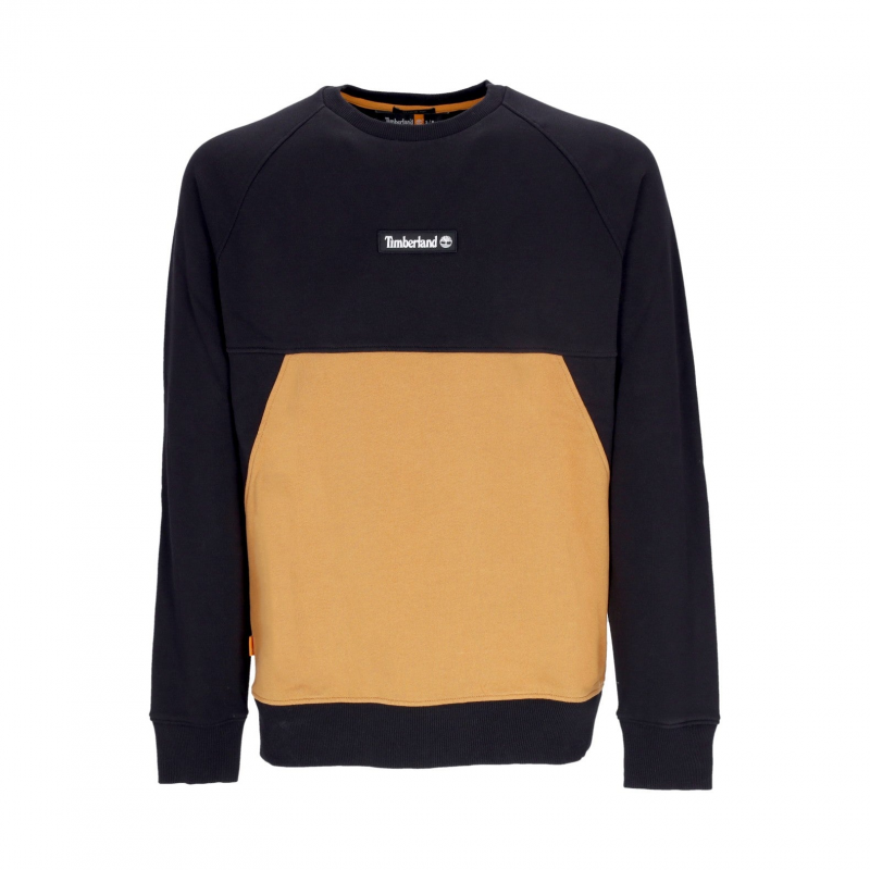 Herren-Cut&Sew-Sweatshirt mit Rundhalsausschnitt in Schwarz/Wheat Boot