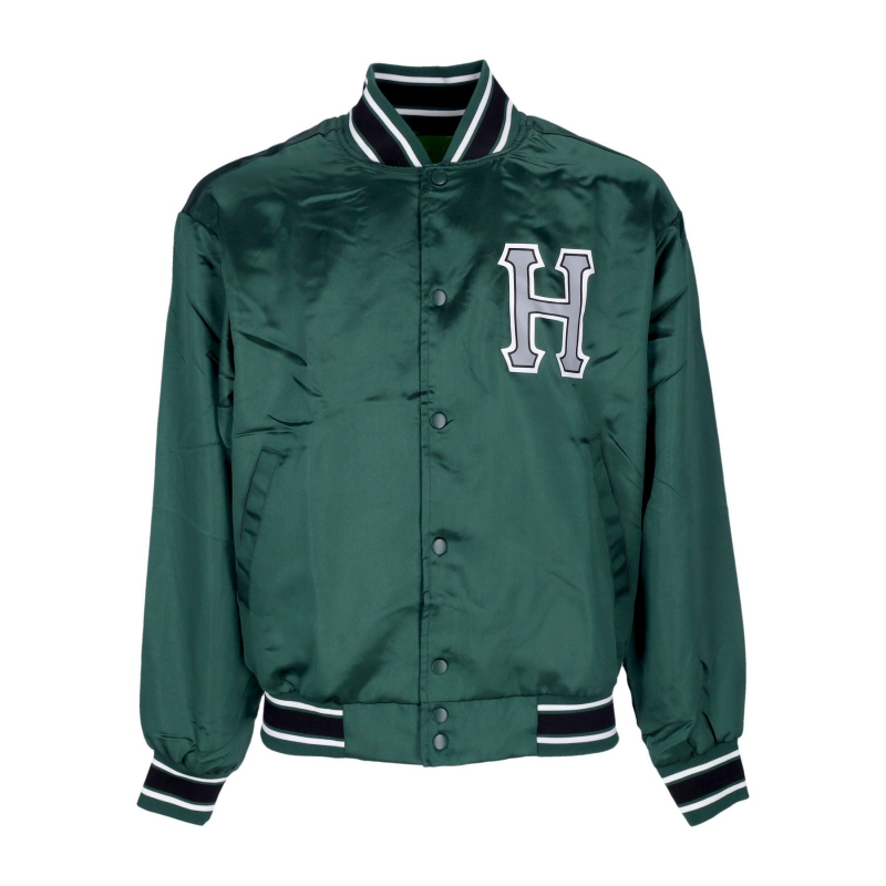 Crackerjack Satin Baseballjacke Herren Bomberjacke Waldgrun