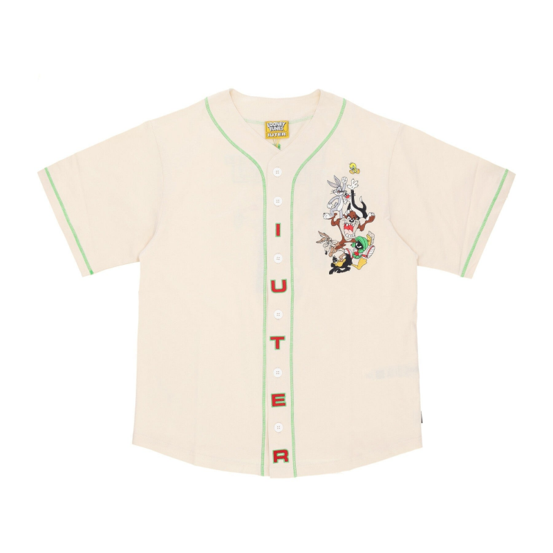 Herren-Mantel mit Looney Tunes-Baseballshirt, cremefarbenen Knopfen