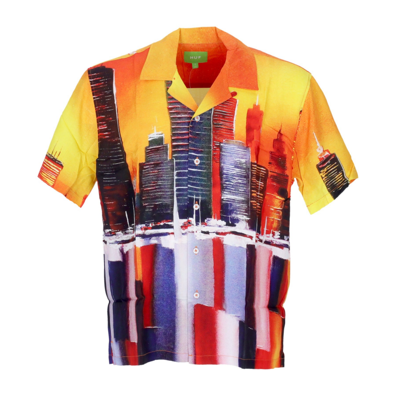 Concrete Jungle Woven Herren Kurzarm-Hemdoberteil Orange