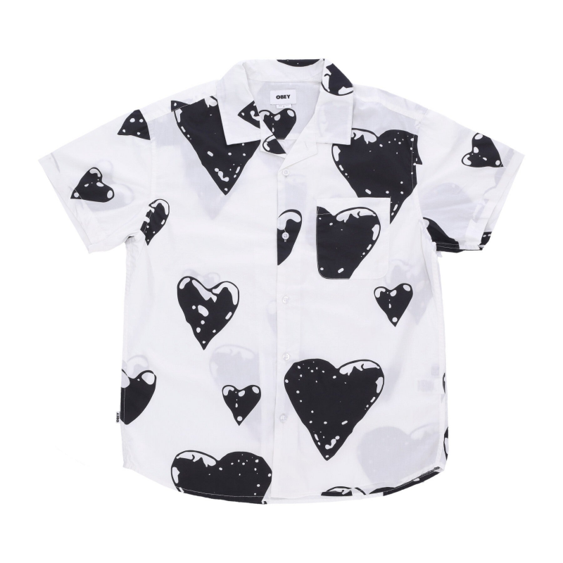 Loveless Woven Herren Kurzarmhemd WeiB Multi