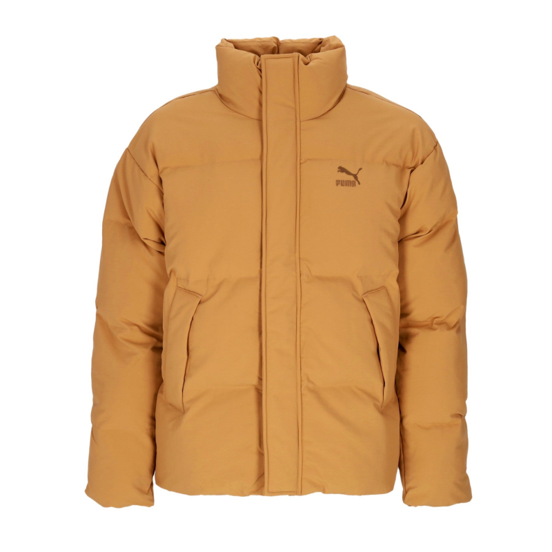 Klassische ubergroBe Polyball Puffer-Daunenjacke fur Herren in Wustenbraun