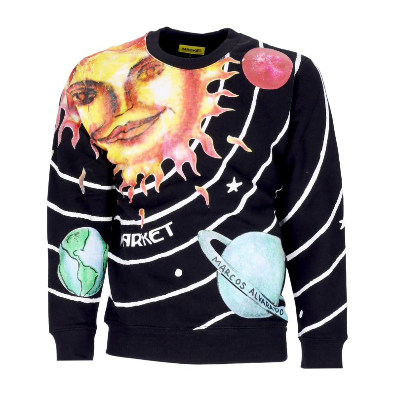 Market Solar System Aop Crewneck Herren-Sweatshirt mit Rundhalsausschnitt, Schwarz