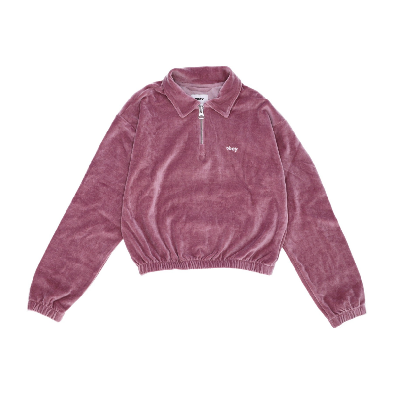 Enzo Damen-Sweatshirt mit hohem Kragen, leicht, Poloshirt mit ViertelreiBverschluss, Specialty Fleece, Lilac Chalk