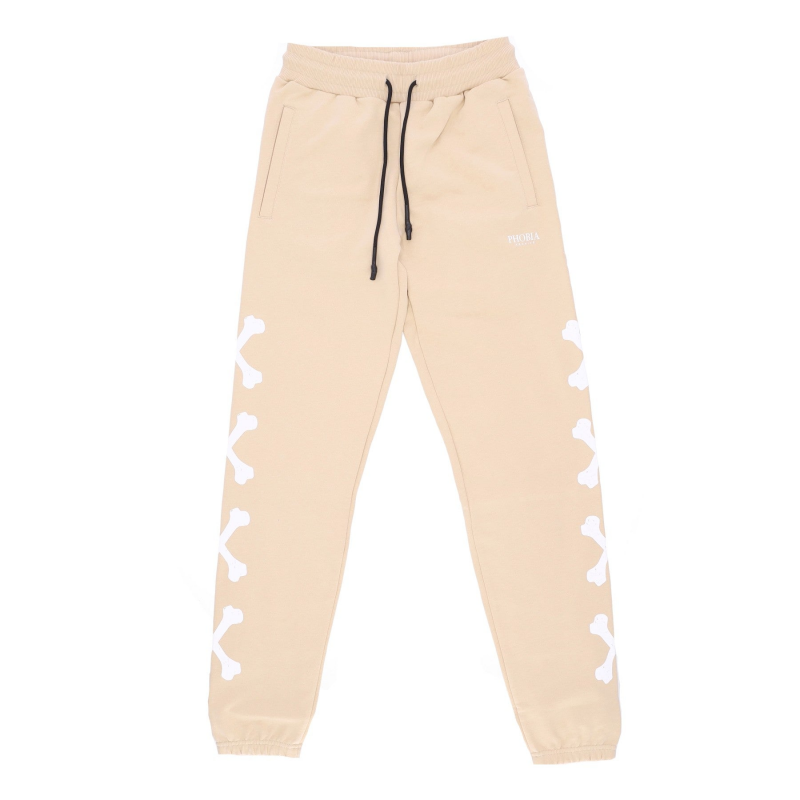 Leichte Trainingshose fur Herren, Cross Bones-Hose, Beige/WeiB