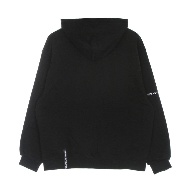 Leichtes Herren-Sweatshirt mit Kapuze und Zungenaufdruck, Oversize-Kapuzenpullover, Schwarz