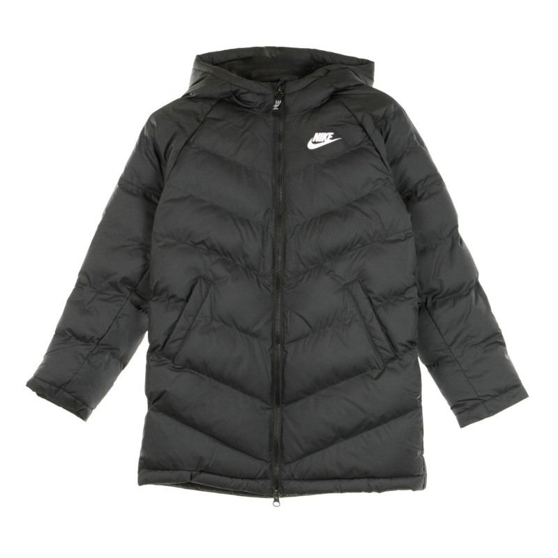 Lange Daunenjacke fur Kinder, Sportswear Fill Long Jacket Schwarz/Schwarz/Schwarz/WeiB