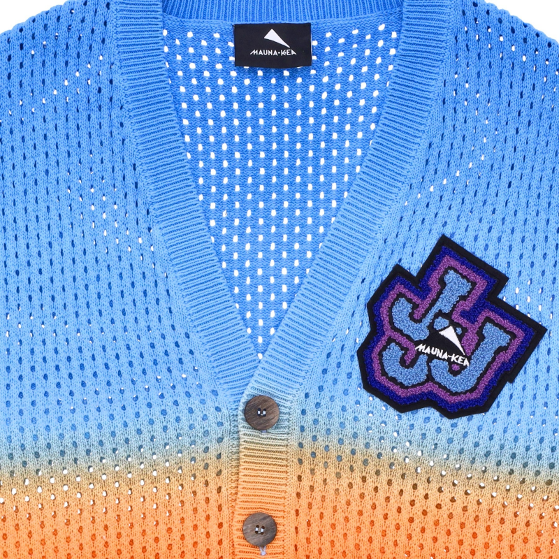 Strickweste X Triple J Herren armelloser Pullover Cyan/Orange