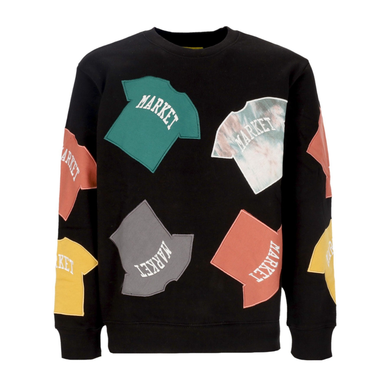 Herren-Patch-Sweatshirt mit Rundhalsausschnitt in Schwarz