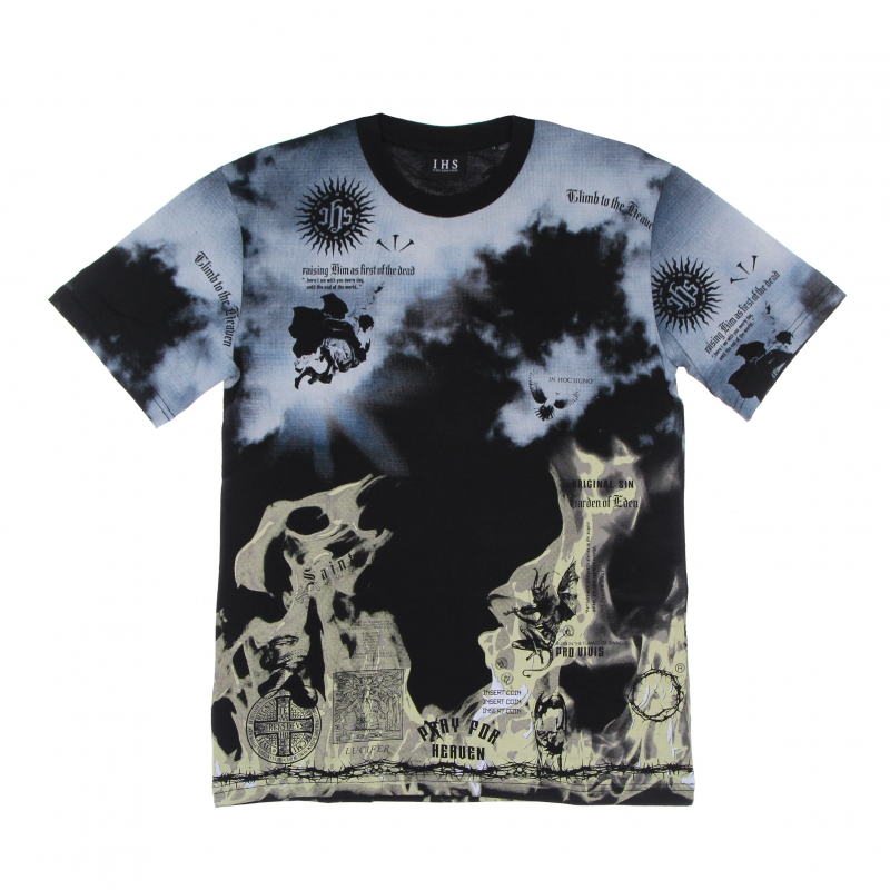 Herren T-Shirt Clouds & Flames Tee Schwarz/multiple