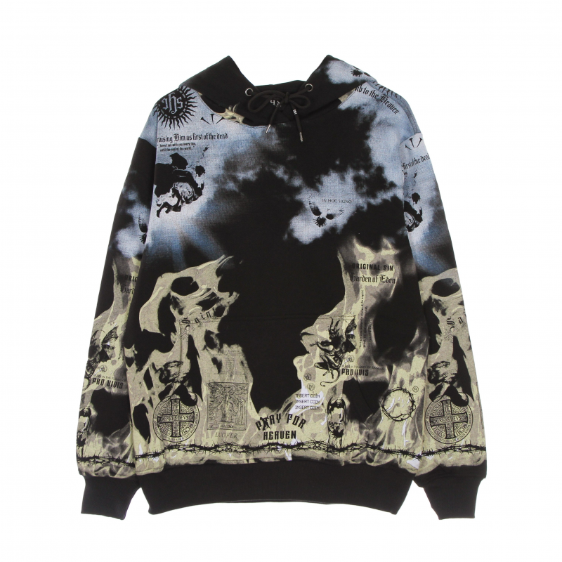 Herren Leichte Hoodie Wolken & Flames Hoodie Schwarz/multiple