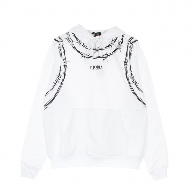 Leichtes Herren-Sweatshirt mit Kapuze, Barbed Wire Hoodie, WeiB