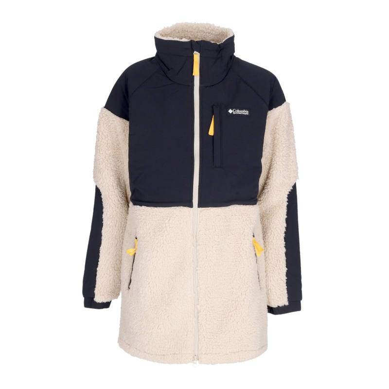 Ballistic Ridge Teddybar-Fleecejacke mit durchgehendem ReiBverschluss fur Damen, Ancient Fossil/Schwarz