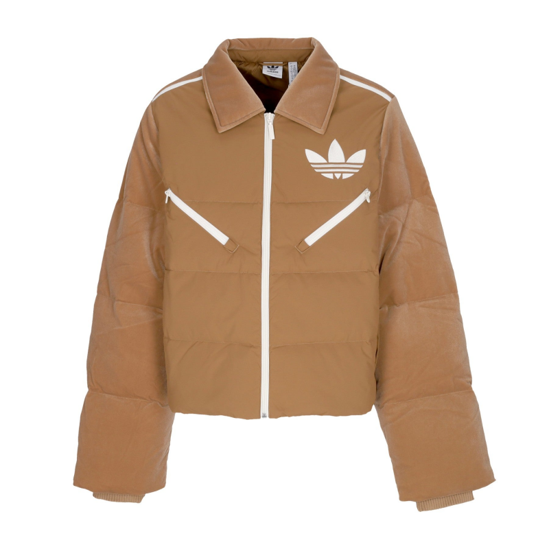 Samt-Puffer-Daunenjacke in Braun fur Damen