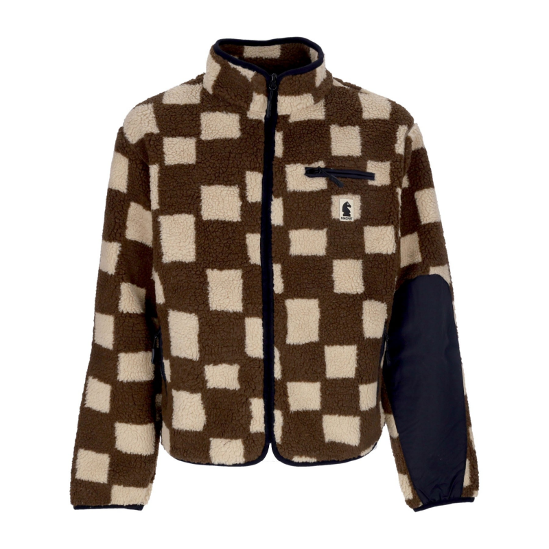 Chess Club Herren-Teddybar-Jacquard-Sherpa-Jacke, Braun