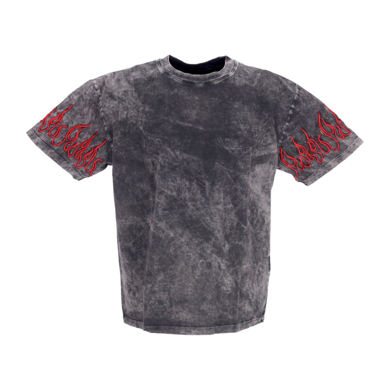 Besticktes Flames Tee Herren T-Shirt Grau/Rot