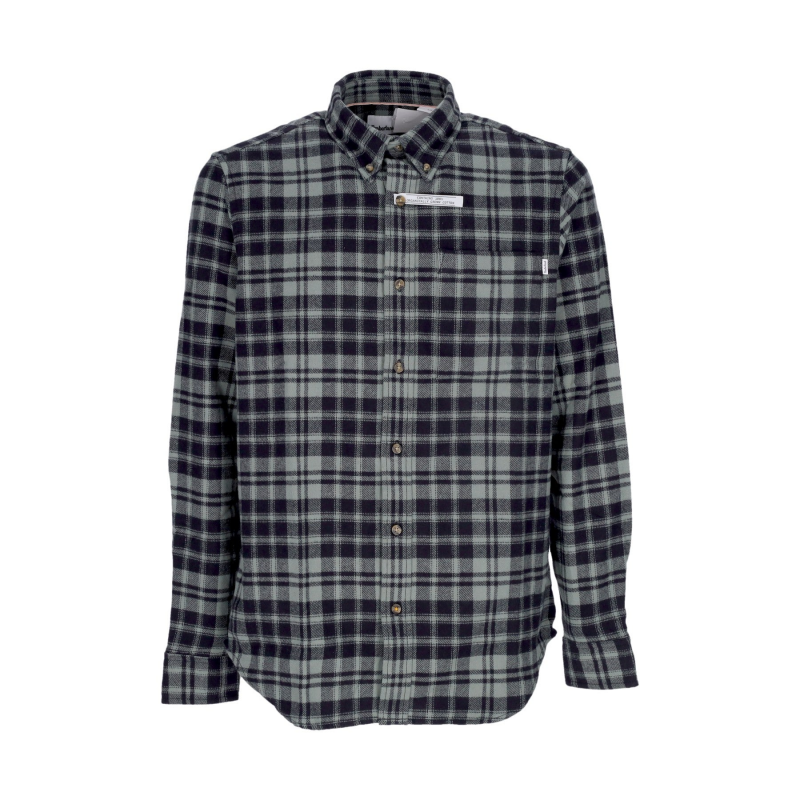 Herren-Langarmhemd aus schwerem Flanell, L/S-Karohemd, Balsamgrun