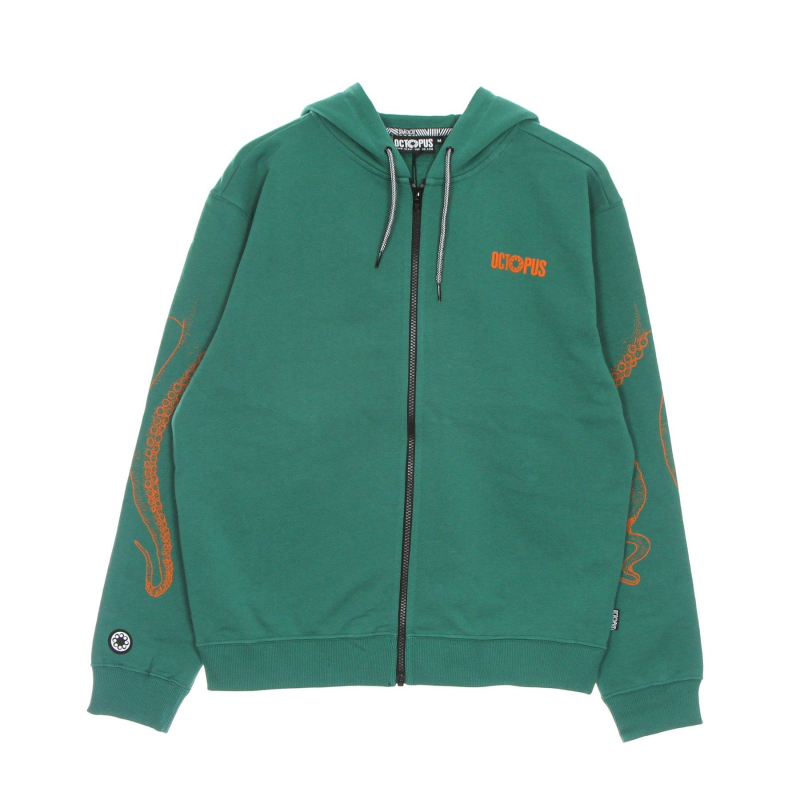Leichtes Herren-Sweatshirt mit Kapuze und ReiBverschluss, Outline Zip Hoodie, Feldgrun