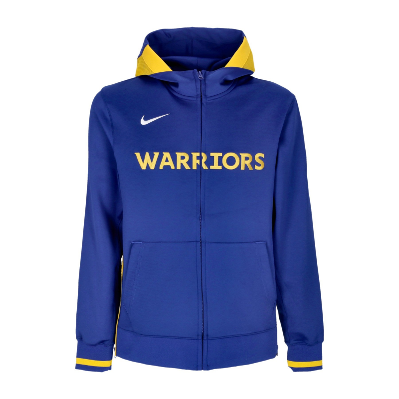 Nba Dri-Fit Showtime Kapuzenpullover mit durchgehendem ReiBverschluss fur Herren, Golwar Rush Blue/Amarillo/Rush Blue/WeiB