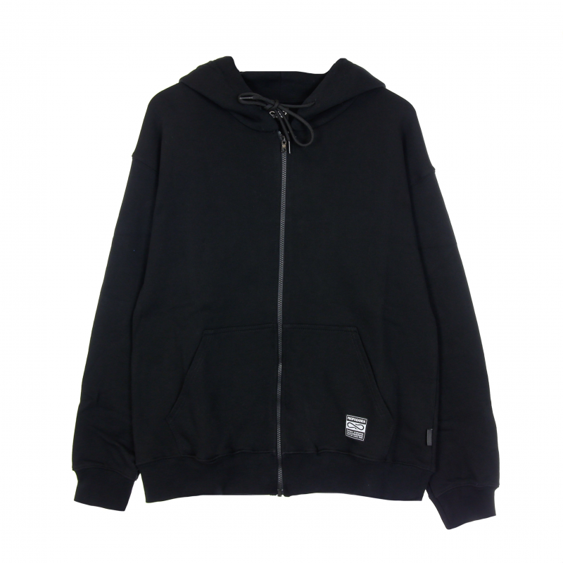 Leichtes Herren-Sweatshirt mit Kapuze und ReiBverschluss, Ribs Gradient Zip Hoodie, Schwarz