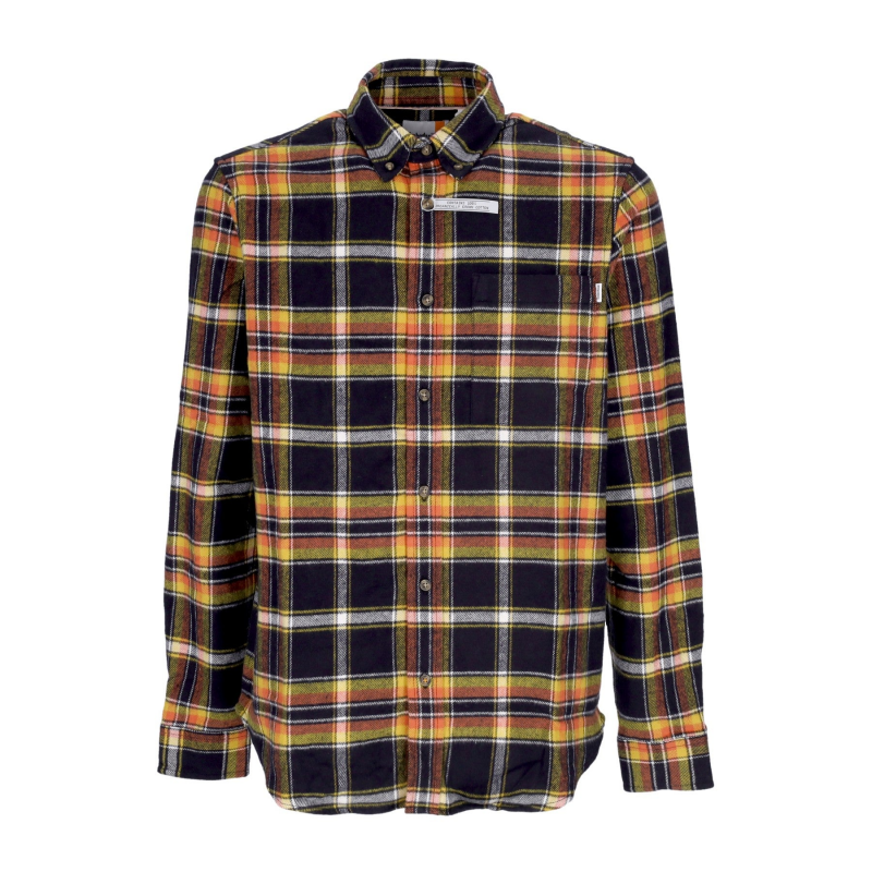 Herren-Flanell-Karohemd mit langen Armeln, Schwarz