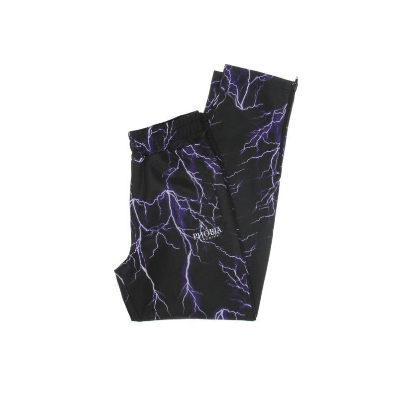 Herren-Trainingshose mit Allover-Print, Lightning-Hose, Schwarz/Lila