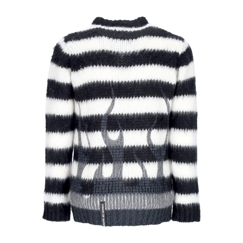 Pullover mit schwarzen Flammen, weiBer Herrenpullover