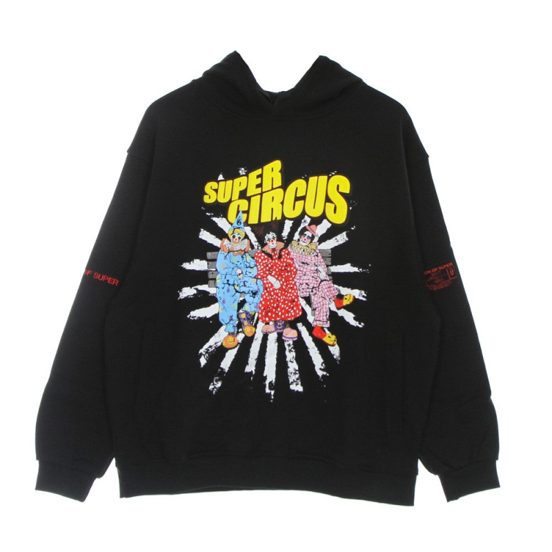 Leichtes Herren-Sweatshirt mit Kapuze, Clowns-Print, Oversize-Kapuzenpullover, Schwarz