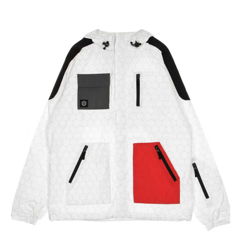 Herren-Windbreaker-Soldat-Jacke mit durchgehendem ReiBverschluss, WeiB