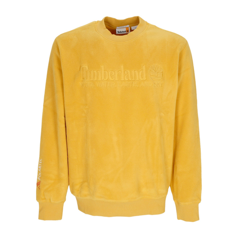Herren-Sweatshirt mit linearem Logo und Rundhalsausschnitt in Mineralgelb