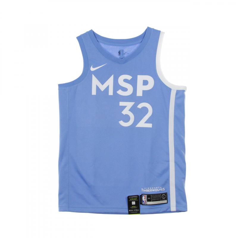 Herren-Basketball-Tanktop NBA Swingman Jersey City Edition Nr. 32 Karl-Anthony Towns Mintim Valor Blau/WeiB