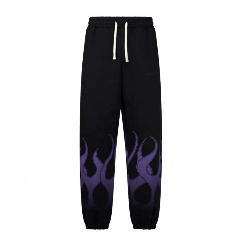 Leichte Trainingshose fur Herren, Flames-Hose, Schwarz/Lila
