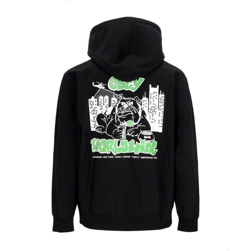 Herren Zip Hoodie City Watch Dog Premium Zip Kapuzenfleece Schwarz
