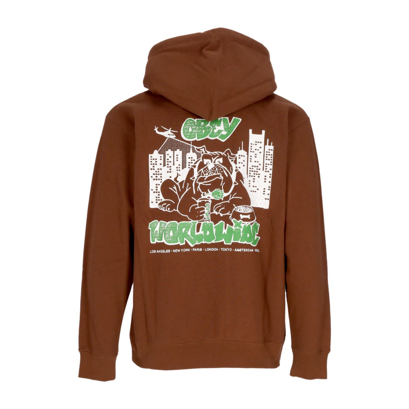 Herren-Kapuzenpullover mit ReiBverschluss „City Watch Dog“, Premium-Kapuzenfleece mit ReiBverschluss, Sepia