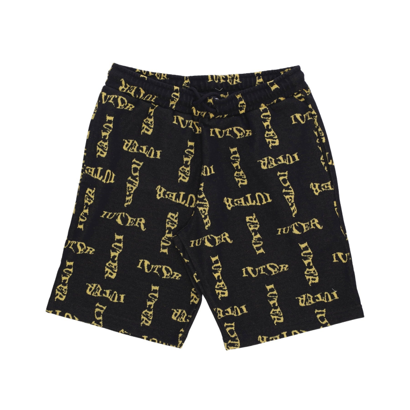 Kurze Herrenhose aus gewelltem Jacquard in Schwarz