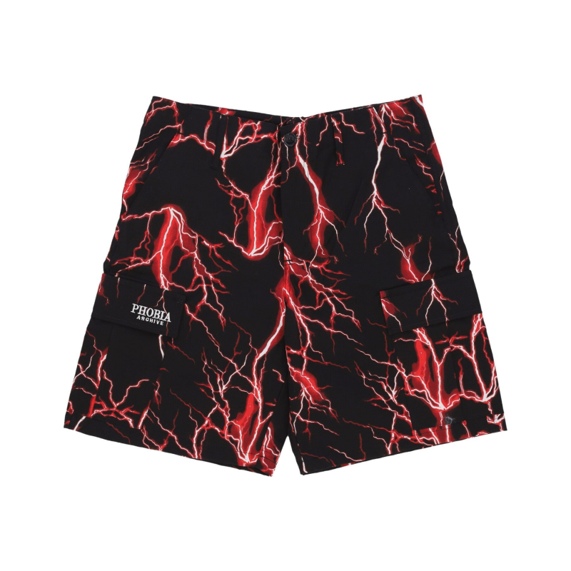 All Over Lightning Cargo Shorts Herren Kurzhose Schwarz/Rot
