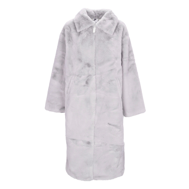Damen-Fell-Kunstpelz-Langjacke Lt Iron Ore/Light Bone/Segel