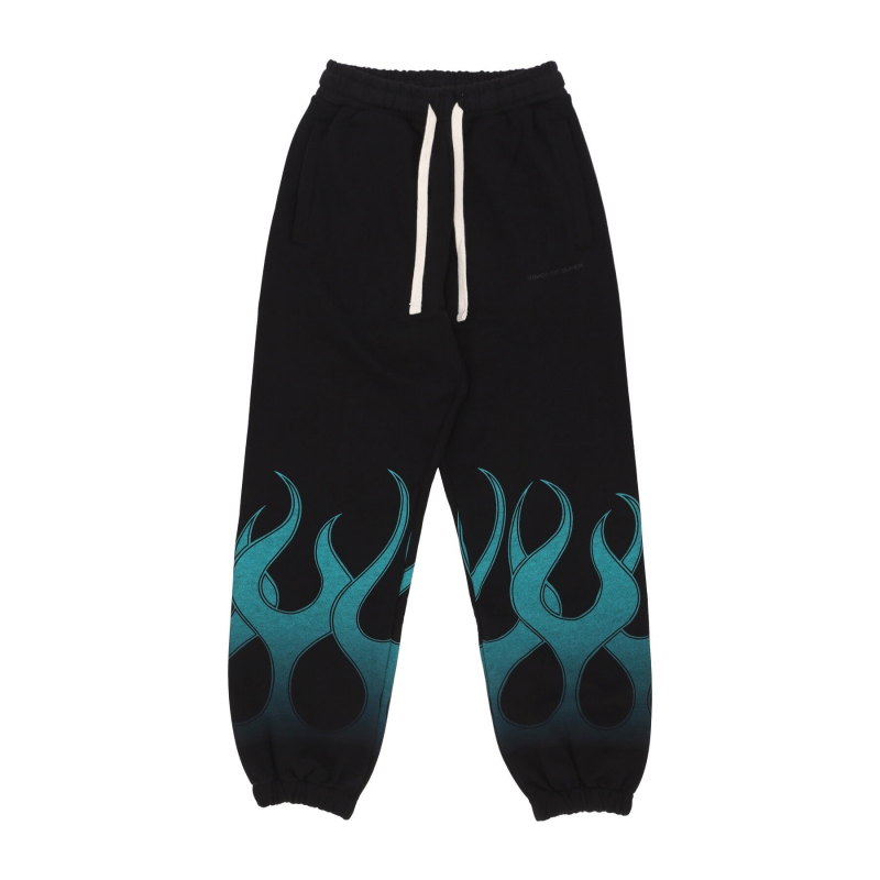 Leichte Herren-Trainingshose Flames Pants Schwarz/Grun