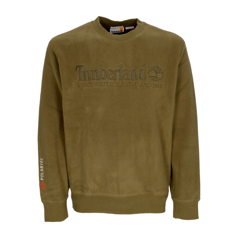 Herren-Sweatshirt mit Rundhalsausschnitt und linearem Logo in Dunkeloliv
